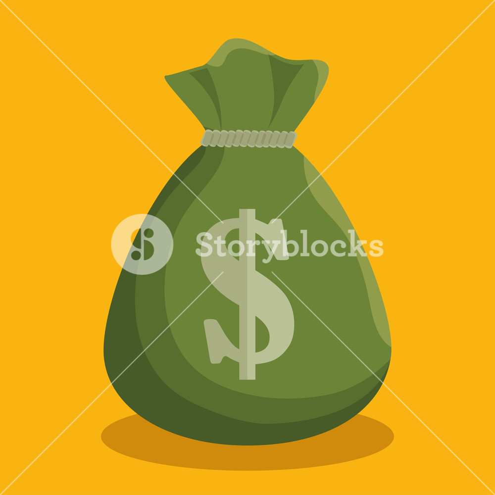 1000x1000 Cartoon Green Bag Money Cash Icon Vector Illustration