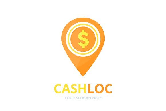 580x386 Vector Coin And Map Pointer Logo Combination Money And Gps