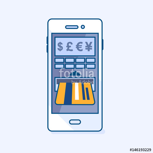500x500 Vector Illustration Of Money Cash Balance Check In Atm Cash