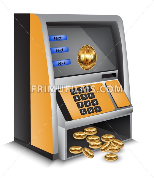 519x600 Atm Bitcoins Cash Machine Vector Illustration Cryptocurrency