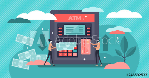 500x262 Atm Cash Machine Vector Illustration Flat Tiny Persons Money