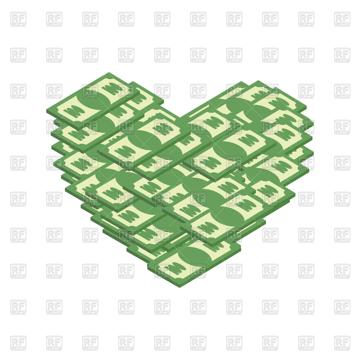 1200x1200 Heart Made Of Money, I Love Cash Vector Image Of Business, Finance