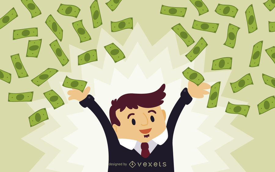 900x563 Business Man With Falling Cash