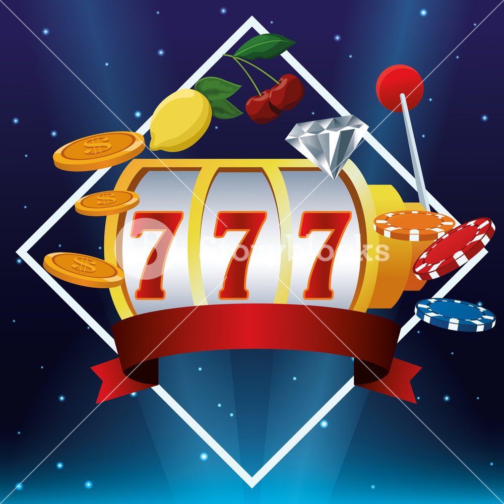 1000x1000 Casino Gambling Game Emblem With Ribbon Banner Blue Space