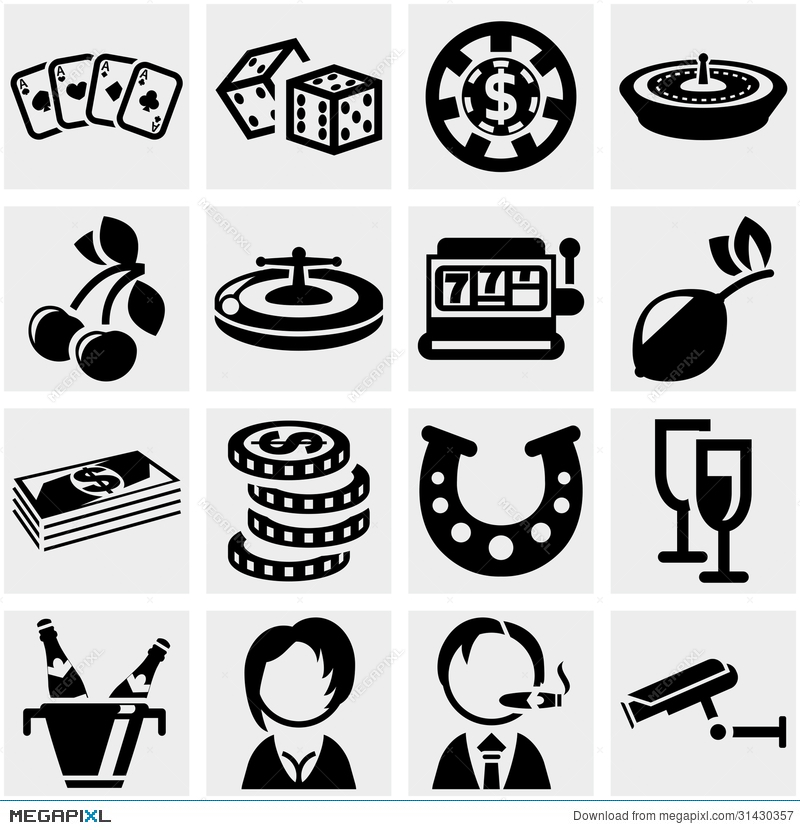 800x830 Casino Vector Icon Set On Gray Illustration