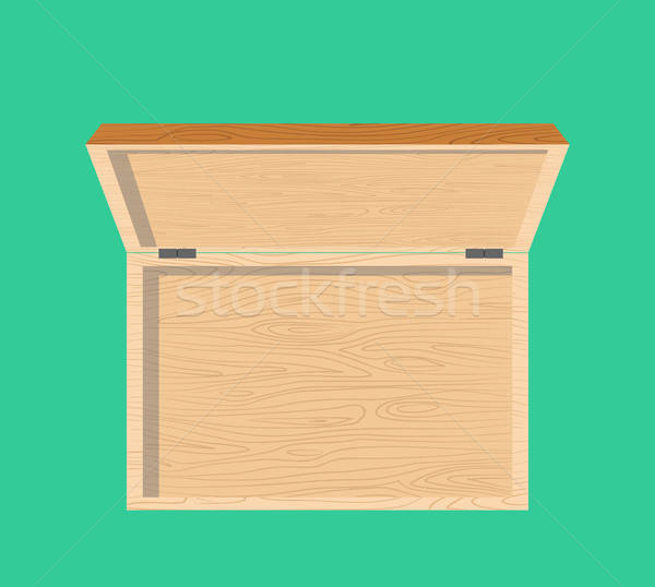 600x538 Open Wooden Box Top View Isolated Casket Vector Illustration