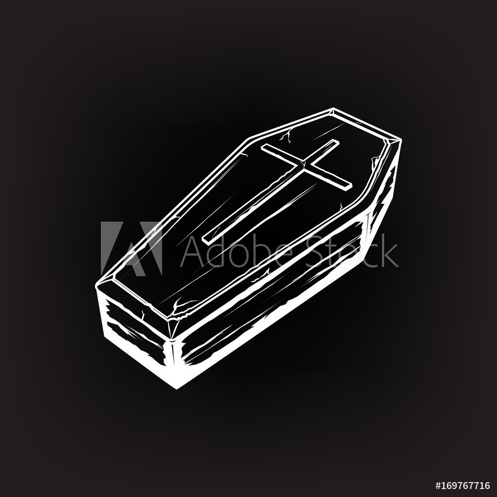 1000x1000 Photo Art Print Coffin With Cross Symbol, Casket Vector