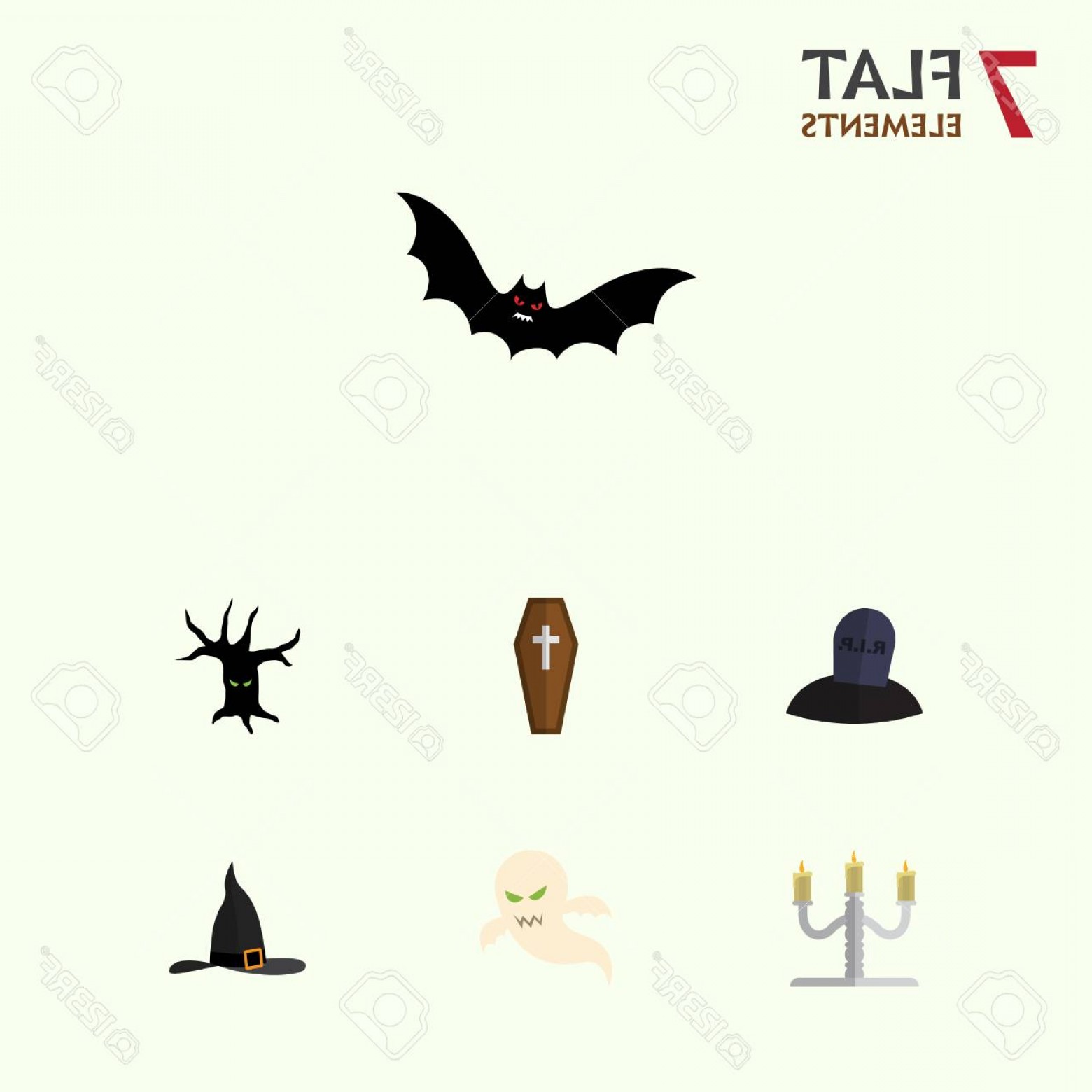 1560x1560 Photostock Vector Flat Icon Festival Set Of Candlestick Witch Cap