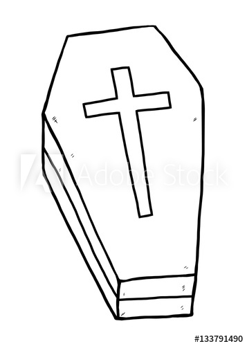 357x500 Casket Cartoon Vector And Illustration, Black And White, Hand