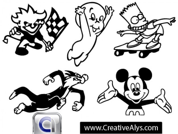 626x470 Bart Simpson Mickey Mouse Casper Cartoon Vector