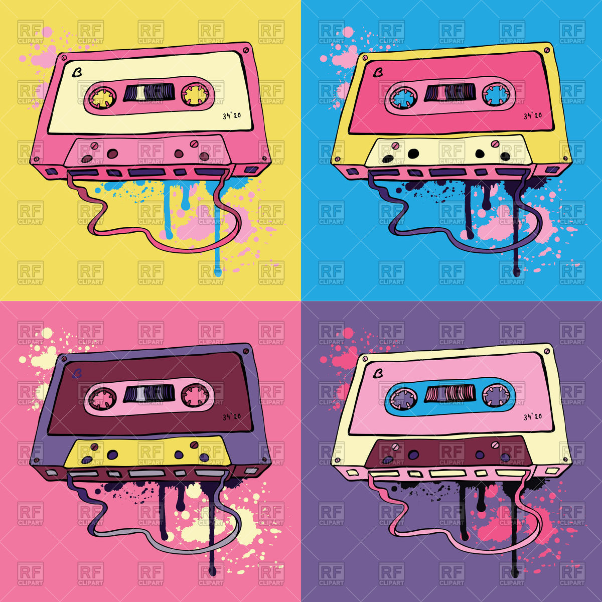 Colorful Retro Style Cassette Tapes Vector Image Of Objects 1200x1200 Colorful Retro Style Cassette Tapes Vector Image Of Objects