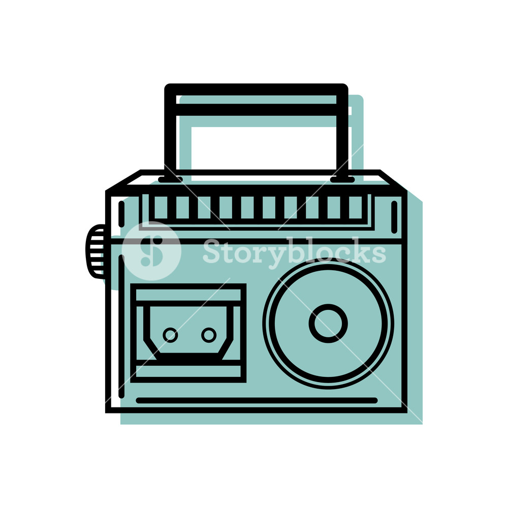 1000x1000 Color Radio Equipment To Listen Music With Cassette Vector