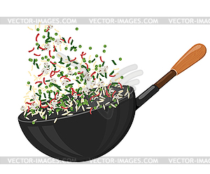 300x249 Large Cast Iron Pan With Rice And Vegetables