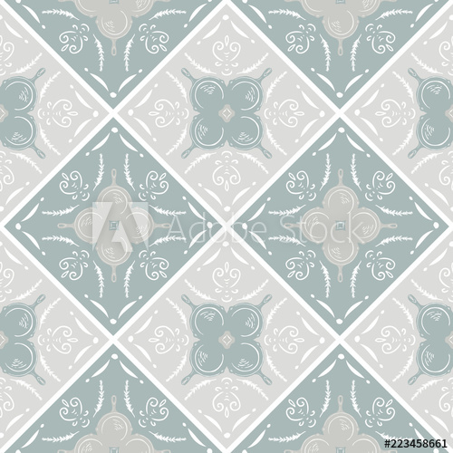 500x500 Seamless Vector Modern Farmhouse Cast Iron Skillet Motif