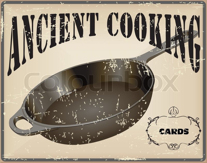 800x630 Ancient Cooking Card With A Cast Iron Stock Vector Colourbox