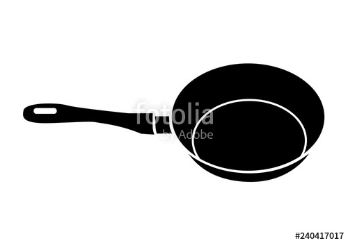 500x350 Black Sketched Cast Iron Frying Pan With The Slogan