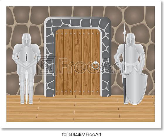 560x470 Free Art Print Of Knights In Castle Guarding Door Knights
