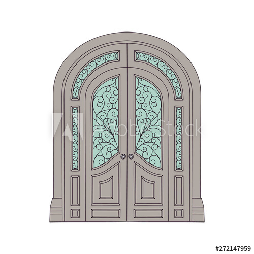 500x500 Ornate Double Door In Old Antique Castle Architecture Style