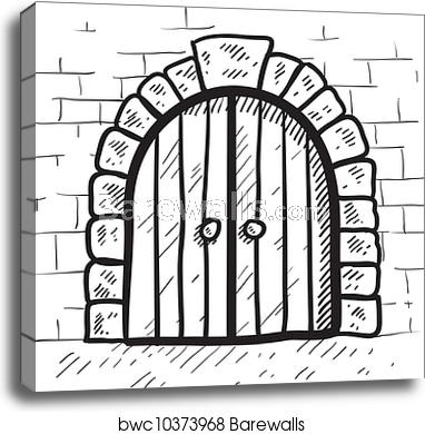382x390 Secure Castle Door Sketch, Canvas Print Barewalls Posters