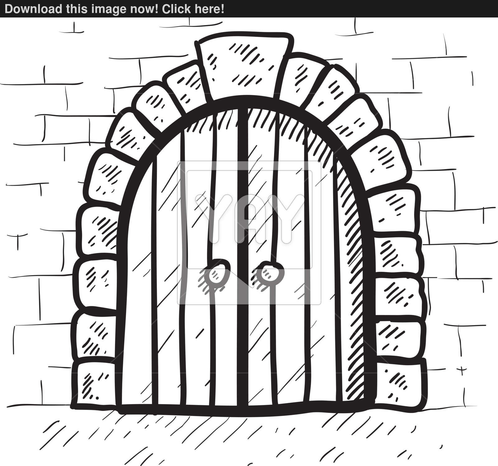 1600x1496 Secure Castle Door Vector Sketch Vector