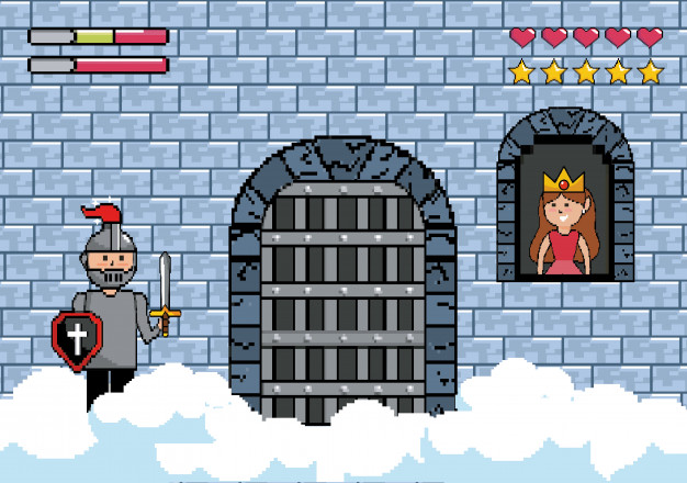 626x440 Sir Boy In The Castle Door And Princess In The Window Vector