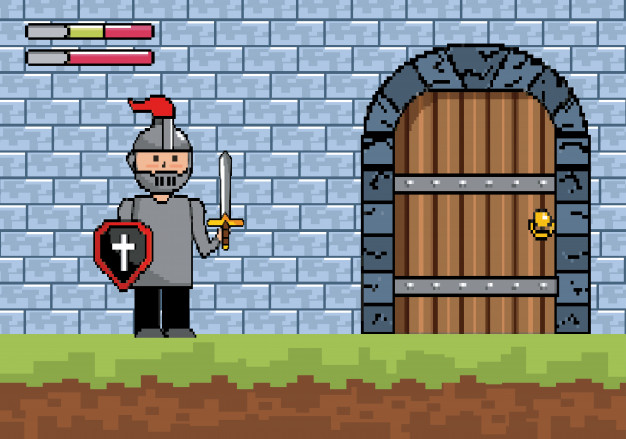 626x439 Sir Boy With Shield And Sword With Castle Door Vector Free Download