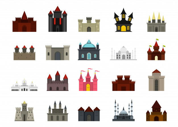 Castle Icon Set Flat Set Of Castle Vector Icons Collection 626x447 Castle Icon Set Flat Set Of Castle Vector Icons Collection
