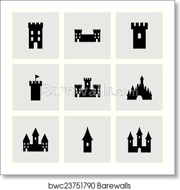 Vector Castle Icon Set, Art Print Barewalls Posters Prints 362x382 Vector Castle Icon Set, Art Print Barewalls Posters Prints