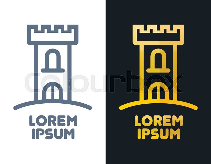 800x622 Castle Tower Logo Template In Gold And Stock Vector Colourbox