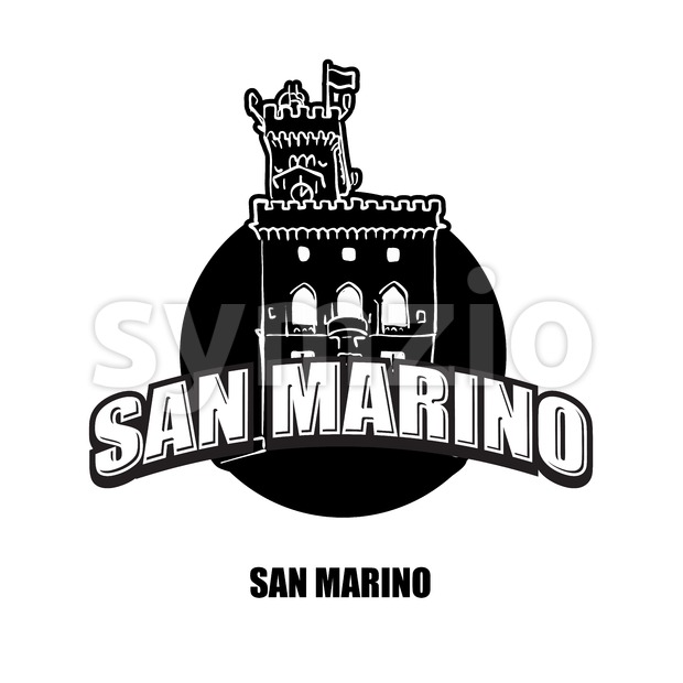 620x620 San Marino Castle Black And White Logo Vector Illustration