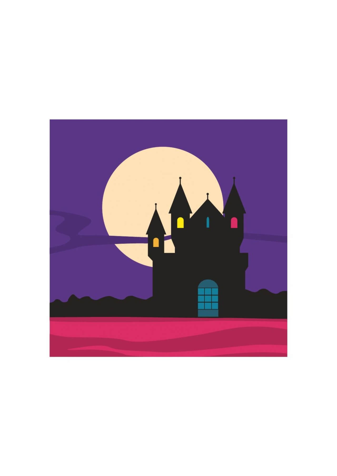 1280x1808 Free Vector Mysterious Castle Silhouette With Moon In The Background