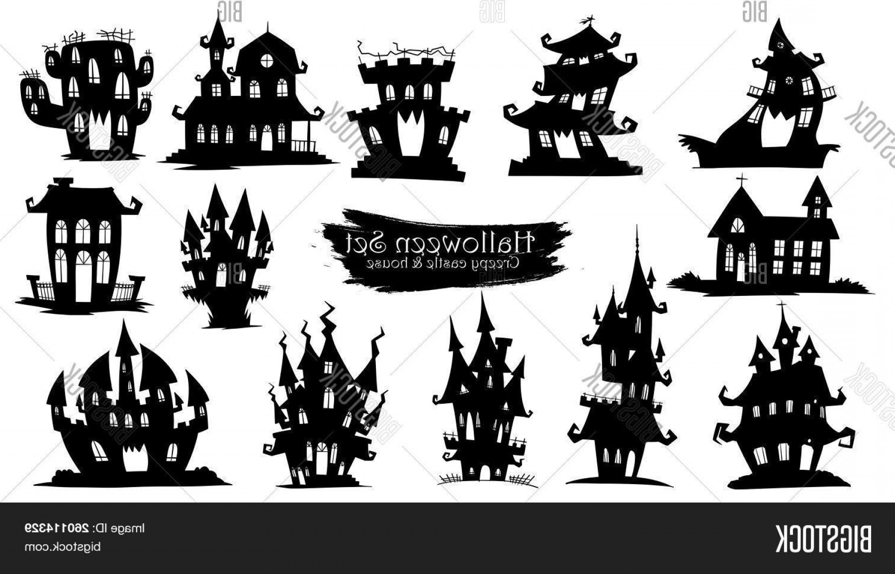 1800x1156 Stock Vector Spooky Castle Silhouette Collection Of Halloween