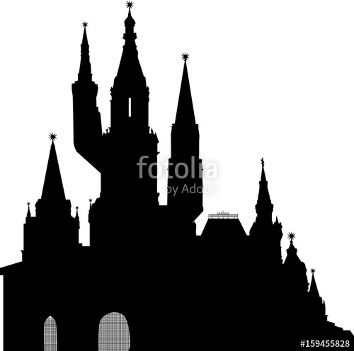 500x496 Castle Large Silhouette Isolated On White Stock Image And Royalty