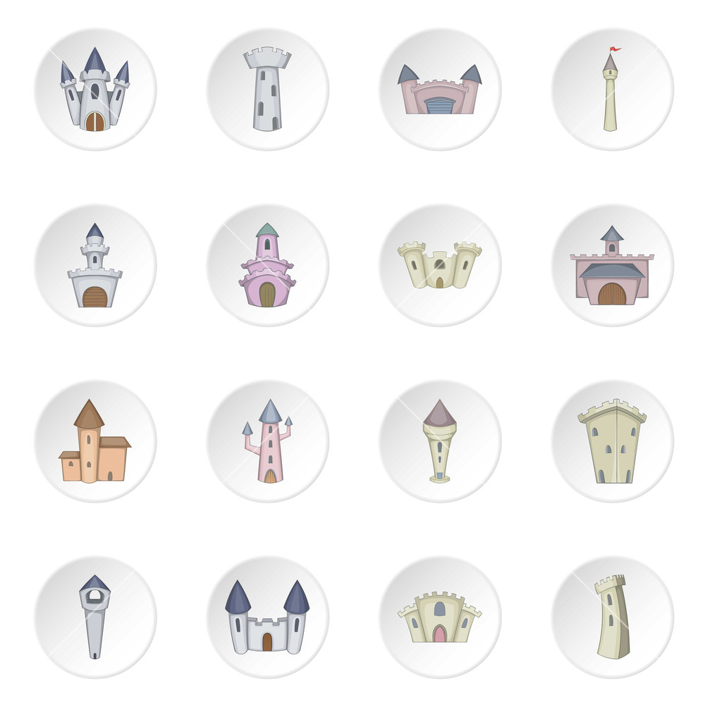 Castle Tower Icons Set Cartoon Illustration Of Castle Tower 1000x1000 Castle Tower Icons Set Cartoon Illustration Of Castle Tower
