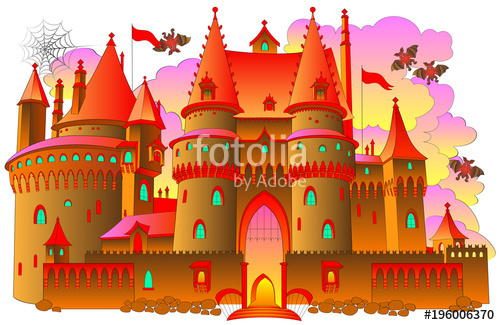 500x325 Illustration Of A Fairyland Fantasy Castle, Vector Cartoon Image