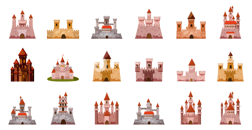 1000x518 Medieval Castle Icon Set Cartoon Set Of Medieval Castle Vector