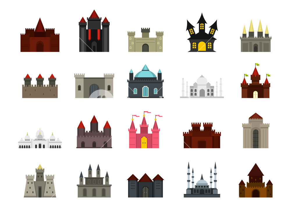Castle Icon Set Flat Set Of Castle Vector Icons For Web Design 1000x714 Castle Icon Set Flat Set Of Castle Vector Icons For Web Design