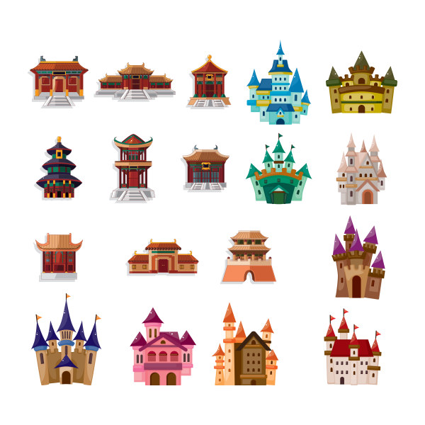 Different Colored Castle Vector Free Download 600x600 Different Colored Castle Vector Free Download