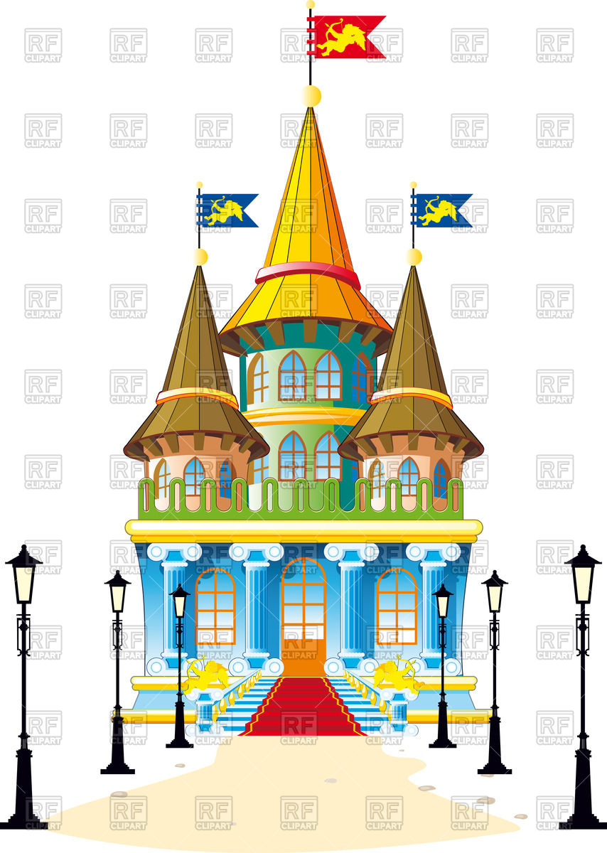 Fairytale Castle With Lighted Lanterns Footpath Vector Image 854x1200 Fairytale Castle With Lighted Lanterns Footpath Vector Image