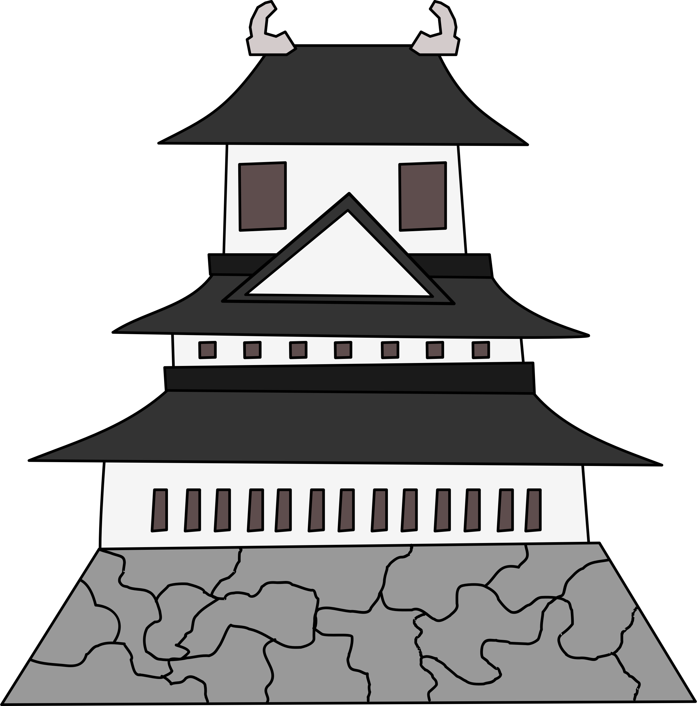 2370x2400 Far Eastern Building Japanese Castle Vector Clipart Image