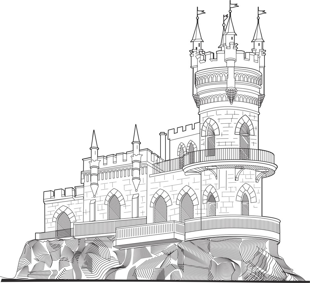 1000x913 Castle Vector Line Drawing Vector Art Free Vector Cdr Free