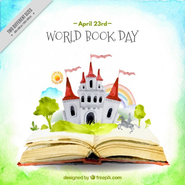 626x626 Watercolor Open Book With A Castle Background Vector Free