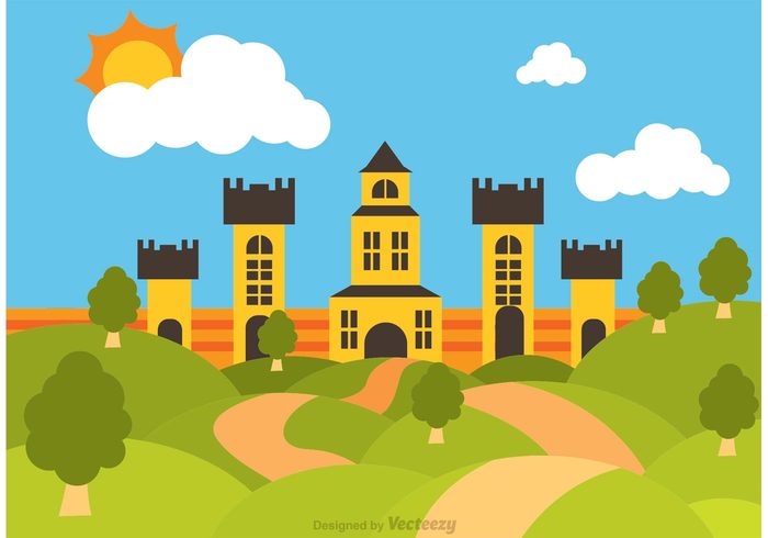 700x490 Rolling Hills Landscape With Big Castle Vector Free Vectors Ui