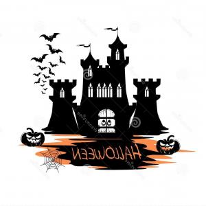 300x300 Holiday Label Halloween Castle Vector Illustration Holiday Label