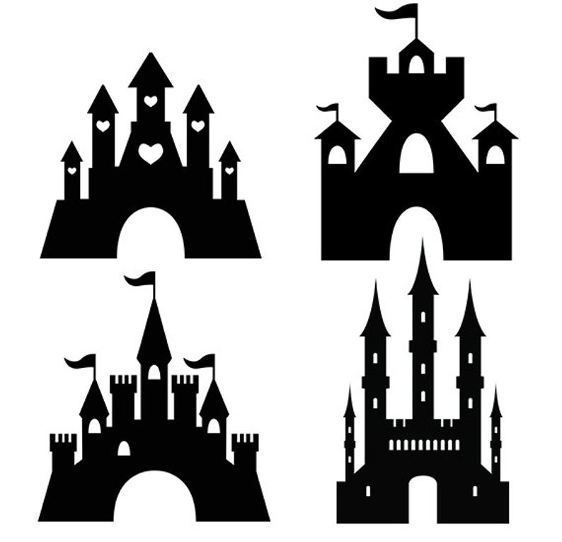 794x766 Castle Silhouette Pack Princess Castle Clipart Digital Etsy