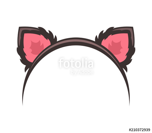 500x438 Cute Cat Ears Headband On White Background, Vector Illustration