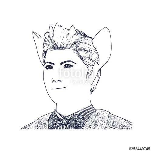 500x500 The Silhouette Of A Woman Head With Cat Ears Outline Sketch Style