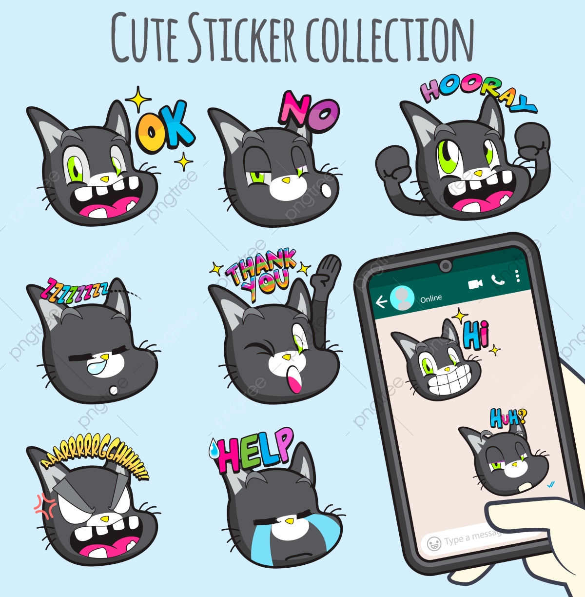 1200x1224 Cute Cat Emoji Sticker Collections, Vector, Cute, Cat Png