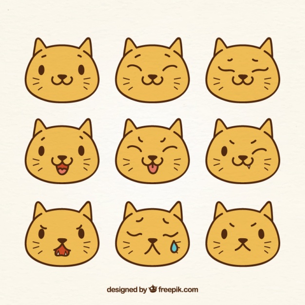 626x626 Flat Pack Of Cute Cat Emojis Vector Free Download