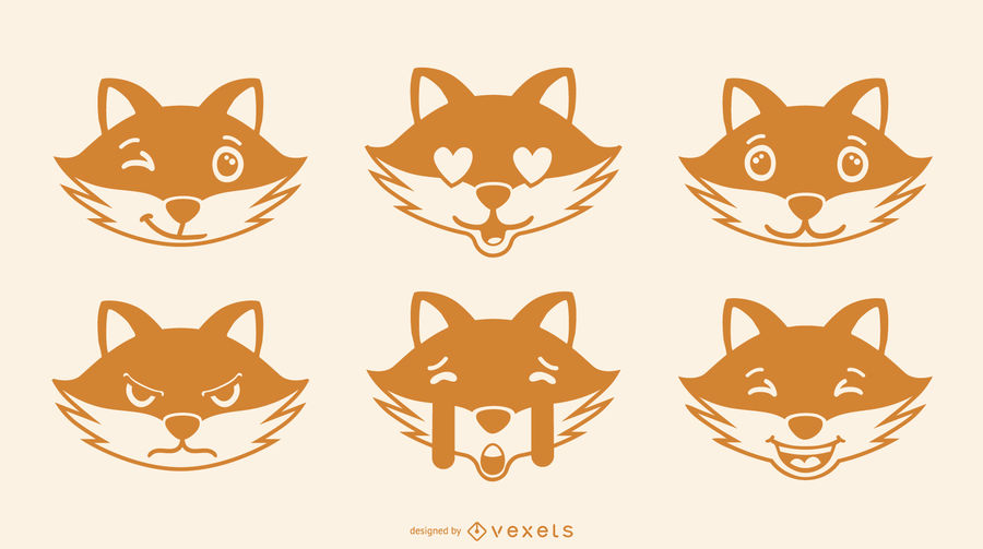 900x503 Fox Emoji Vector Set